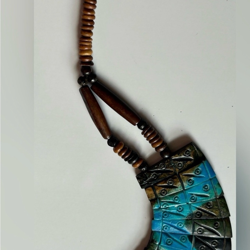 Vintage Handcrafted Artisan Necklace Bohemian Jewelry Beaded Necklace - Picture 6 of 13